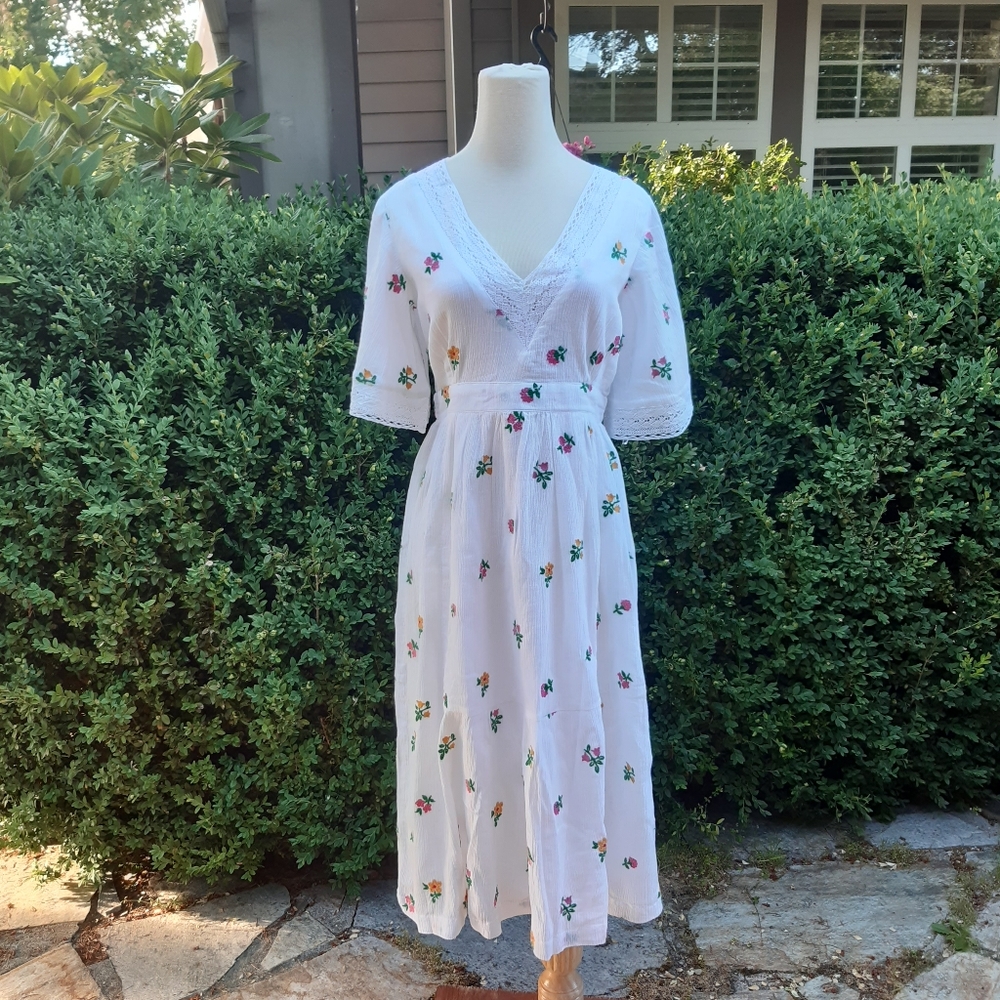 Cath Kidston Embroidered Cotton Crinkle Dress